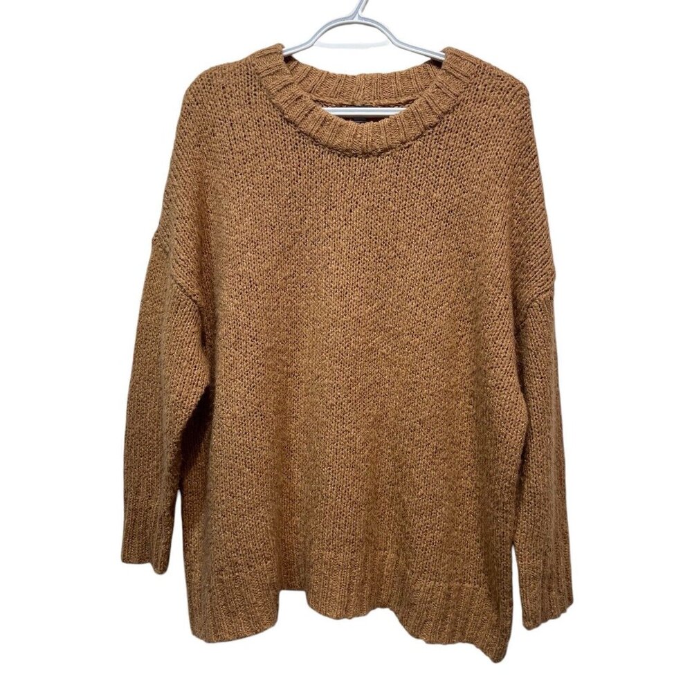 Aerie Women XS Sweater Oversize Boxy Fit Wool Alpaca Polyamide Tan Clunky Knit - Picture 1 of 9